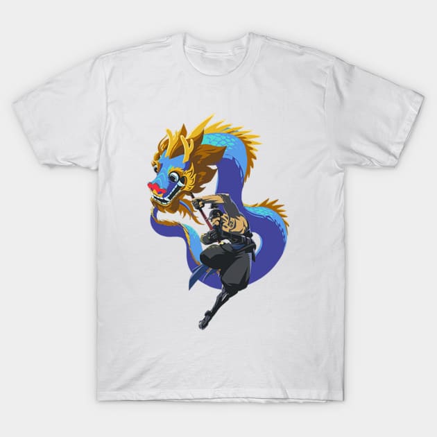 Hanzo Blue Dragon T-Shirt by Genessis